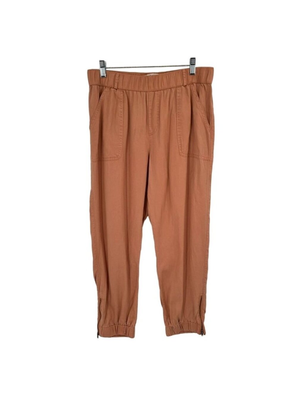 Nicole Miller Womens Tencel Jogger Pants  Ankle Zippers Size Large brown